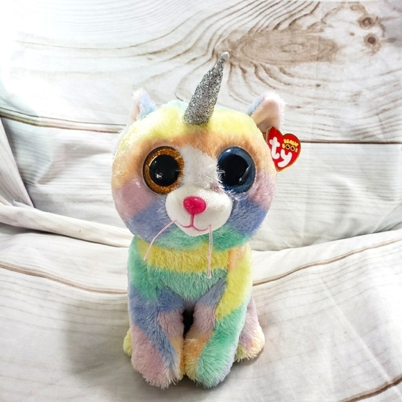 TY Beanie Boos Heather Cat Unicorn 8 Inch Plush Stuffed Caticorn Rainbow Pride - Picture 1 of 10